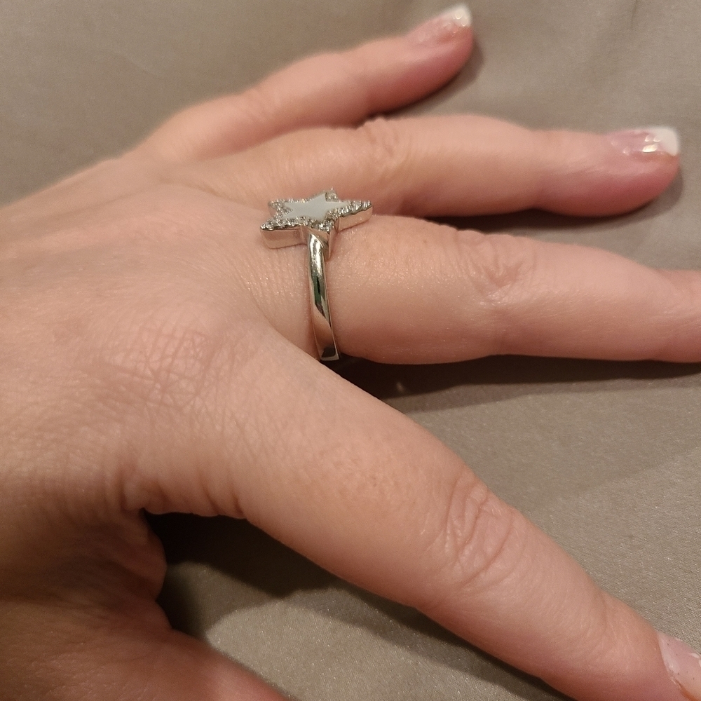 Mother of pearl sterling silver star ring - Picture 4 of 7